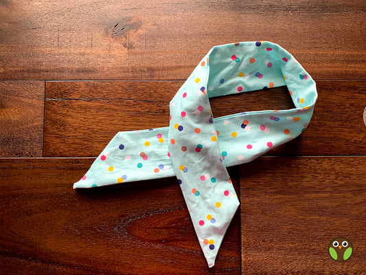 Multicolor Polka Dots On Mint- Wired Head Wrap