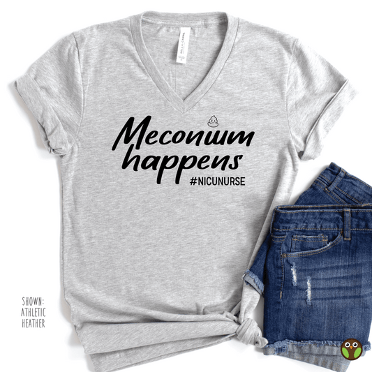 Meconium Happens - Unisex Nurse V-Neck Shirt