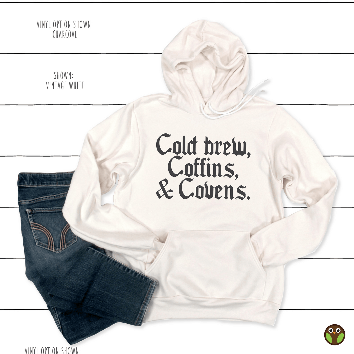 Cold Brew, Coffins, and Covens - Unisex Halloween Pullover Hoodie