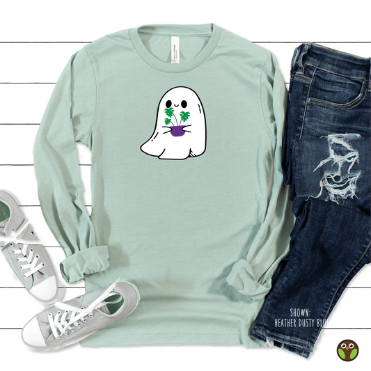 Ghost with Plant - Unisex Long Sleeve Halloween Shirt