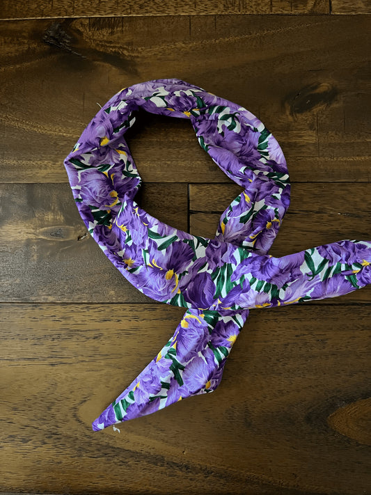 Purple Iris Floral  - Wired Head Wrap