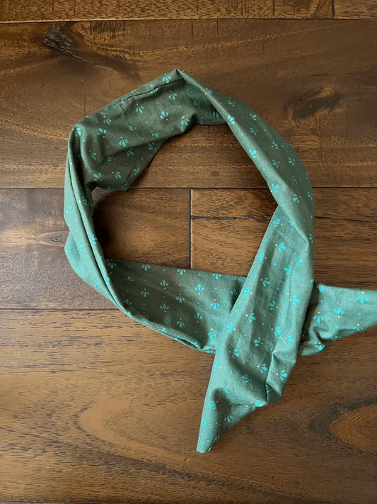 Leaf Motif Green  - Wired Head Wrap