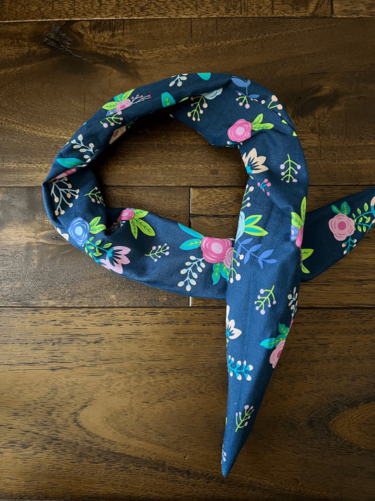 Navy Floral  - Wired Head Wrap