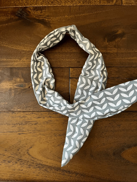 Grey Leaf Motif  - Wired Head Wrap