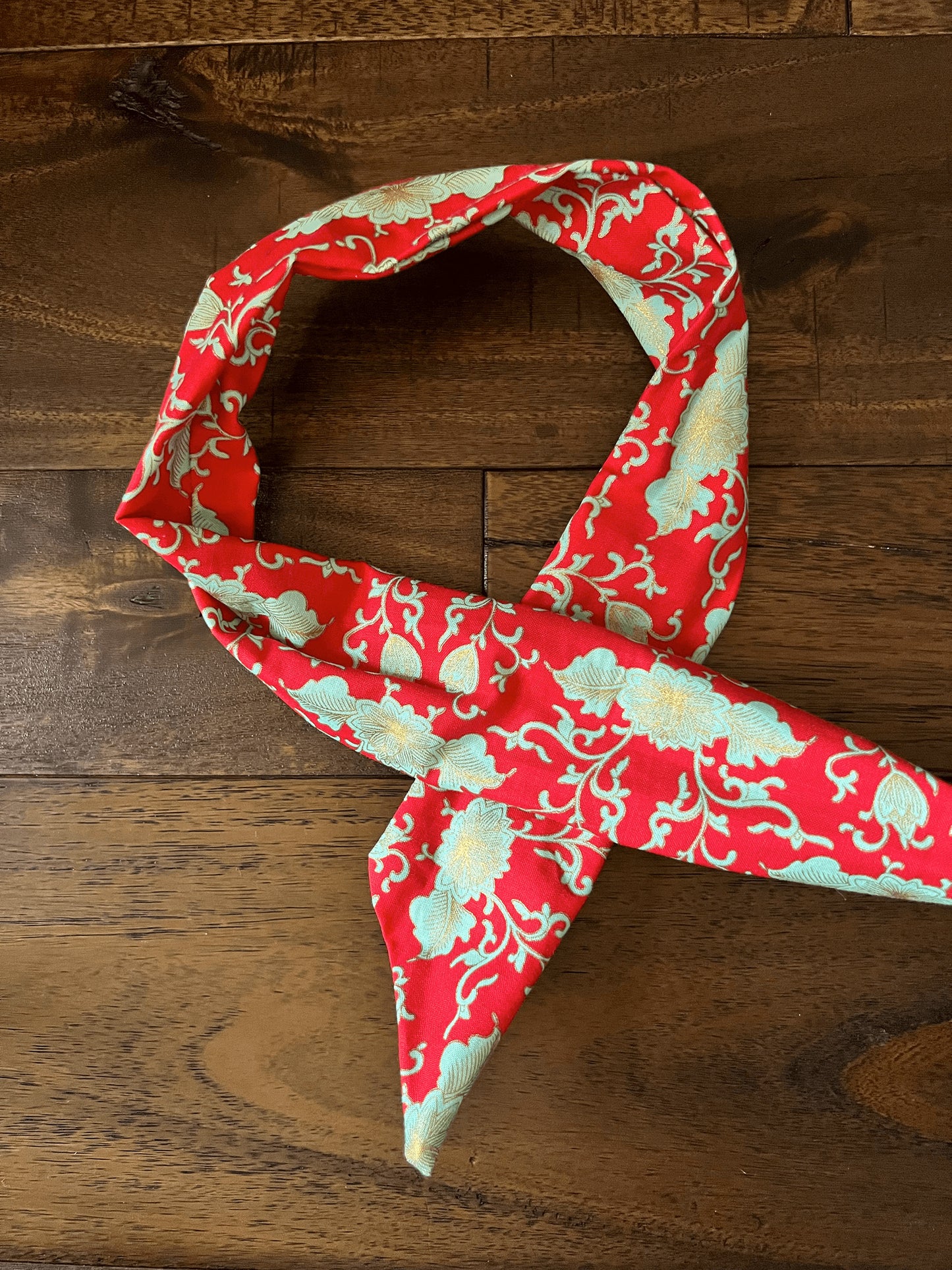 Elegant Coral Gold Floral   - Wired Head Wrap