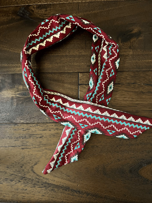 Southwestern Maroon/Teal  - Wired Head Wrap