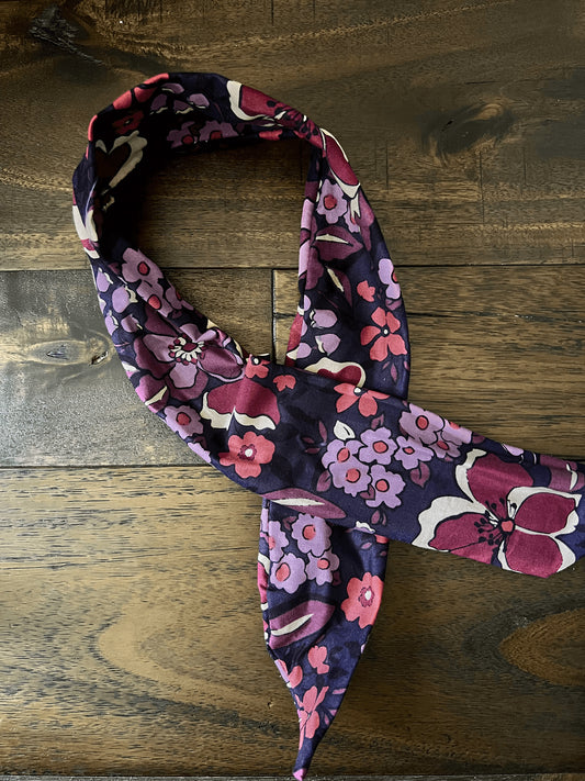 Purple/Burgundy Flowers - Wired Head Wrap