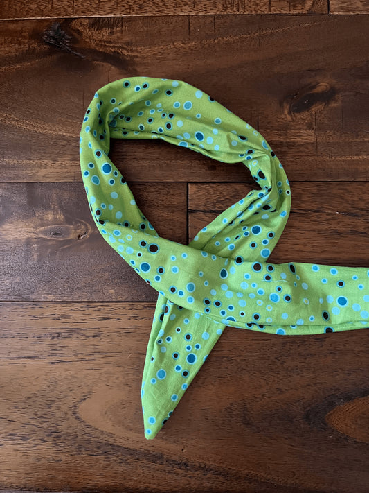 Blue Dots on Green  - Wired Head Wrap