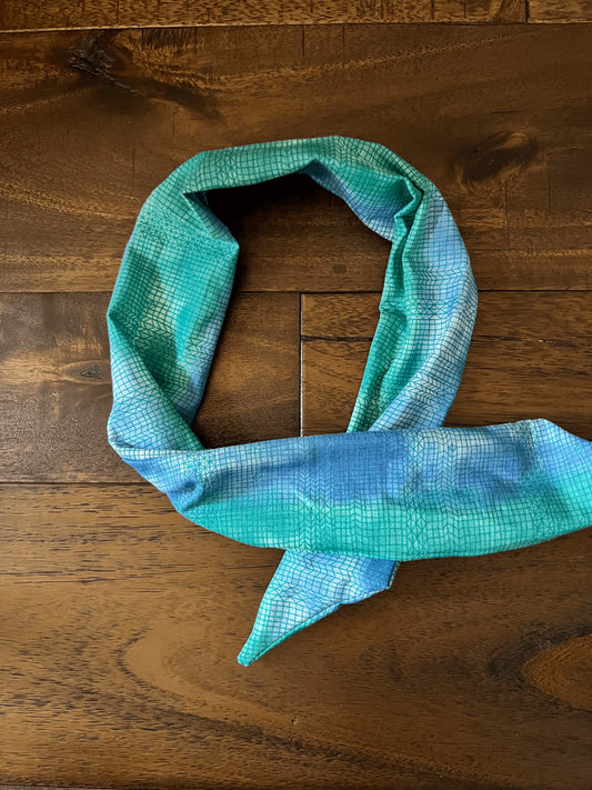 Blue/Green Tie-Dye Mesh  - Wired Head Wrap