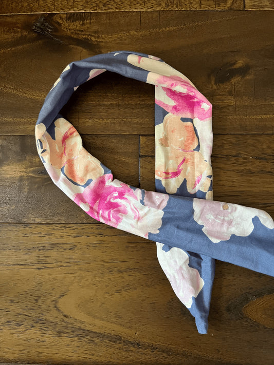 Watercolor Blue Flowers  - Wired Head Wrap