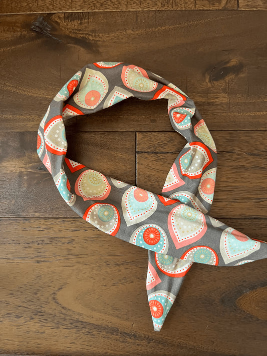 Grey Coral Paisley Leaf  - Wired Head Wrap