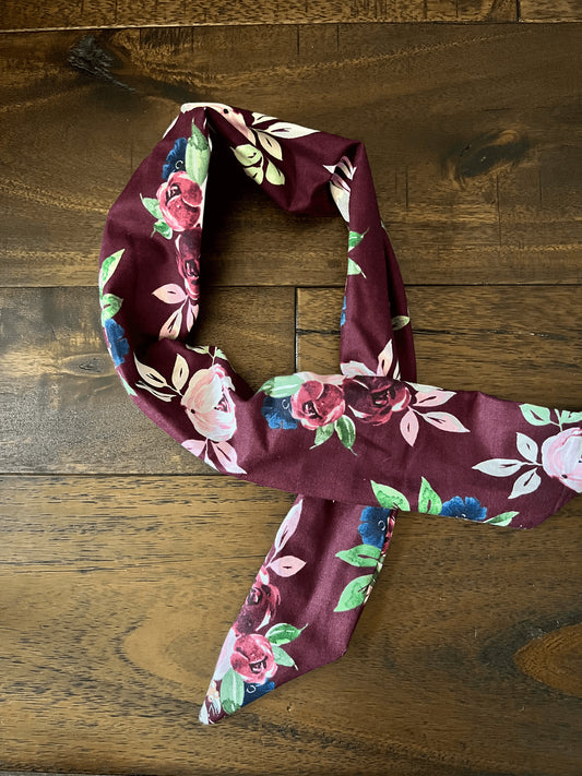 Maroon Florals  - Wired Head Wrap