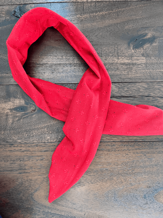 Leaf Motif Red - Wired Head Wrap