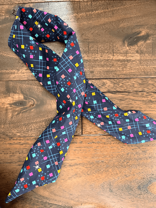 Navy Sparkle Motif - Wired Head Wrap