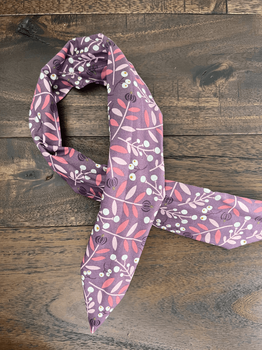 Lavender Purple Leaf Motif - Wired Head Wrap