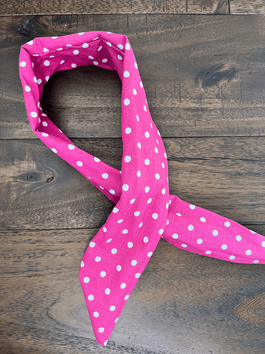 Large Fuschia Pink Polka Dots - Wired Head Wrap