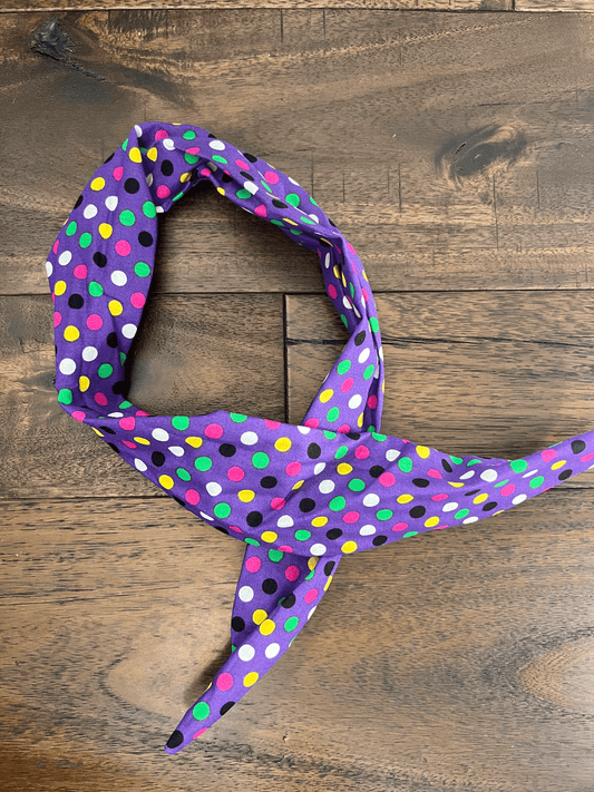 Mardi Gras Polka Dots on Purple - Wired Head Wrap