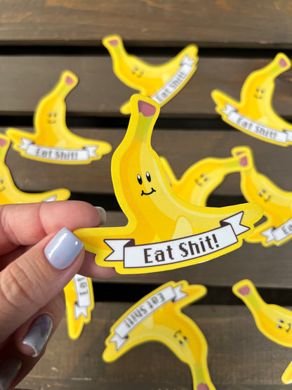 Eat Shit Kart Game Banana Peel Vinyl Sticker