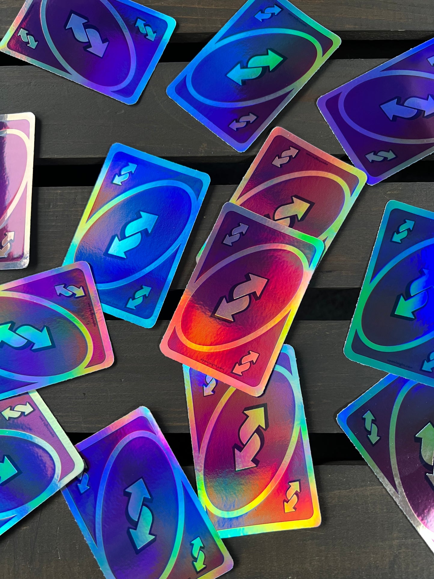 Reverse Purple UNO Card Holographic Vinyl Sticker