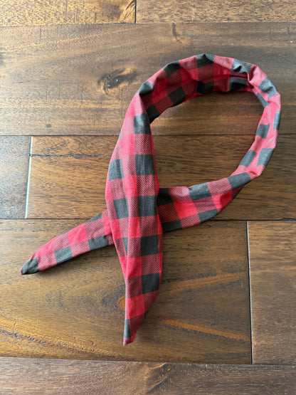 Black Red Plaid  - Holiday Wired Head Wrap