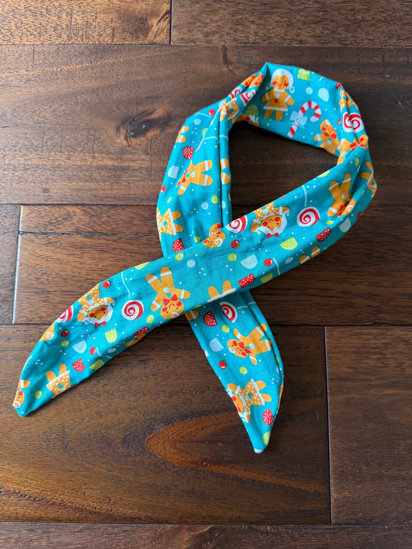 Gingerbread Candy Land on Blue - Holiday Wired Head Wrap