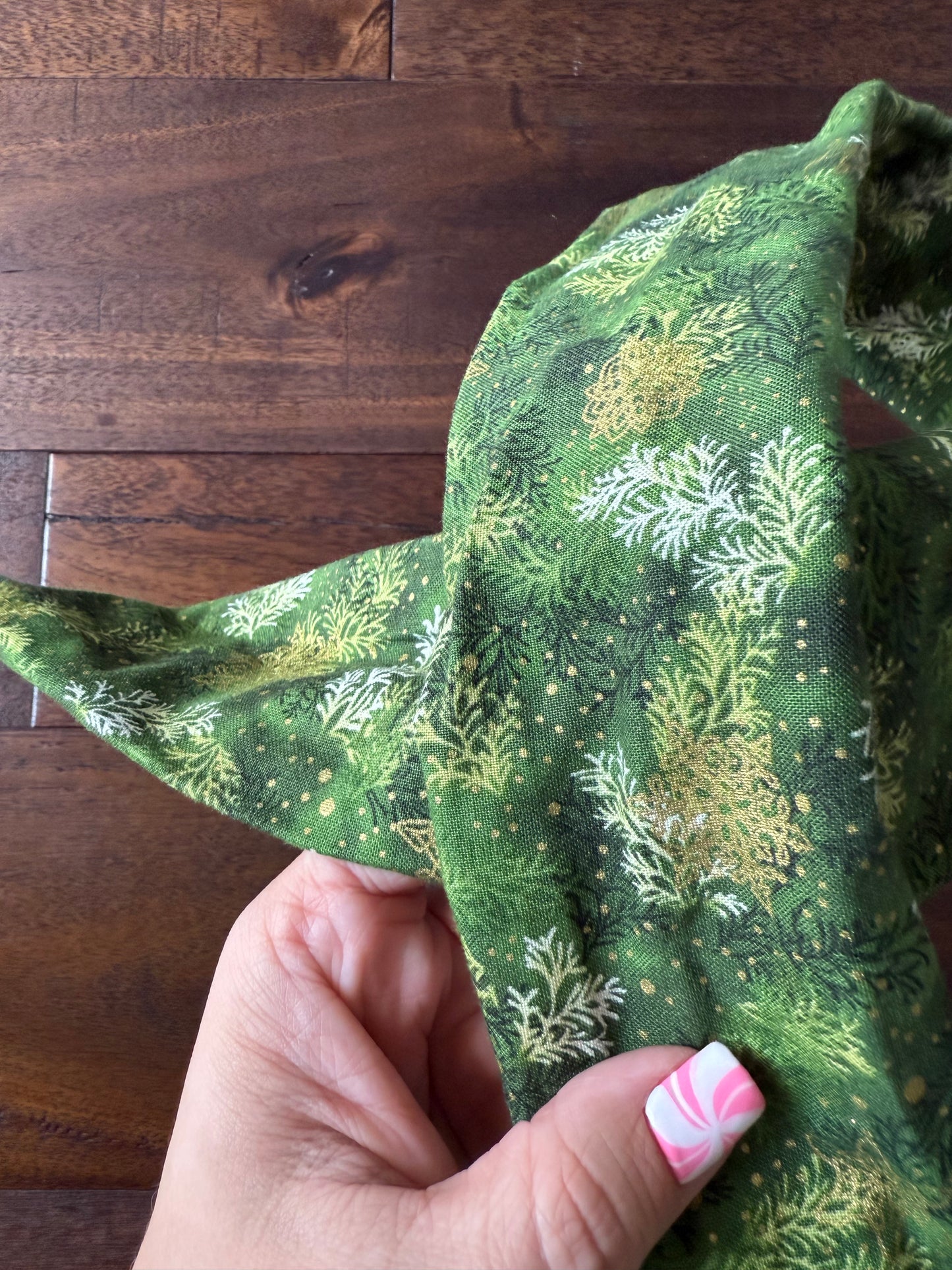 Green Shimmer Sprigs - Holiday Wired Head Wrap