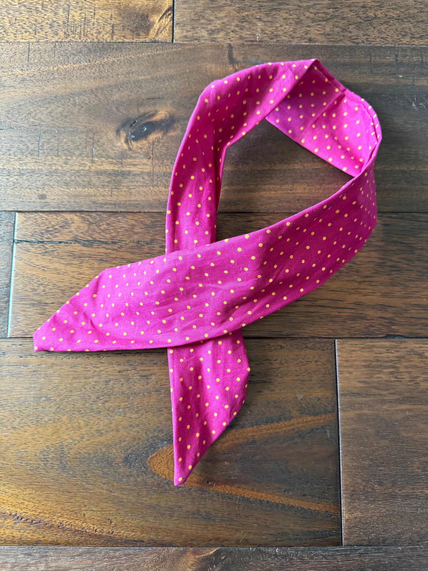 Yellow Dots on Pink - Wired Head Wrap