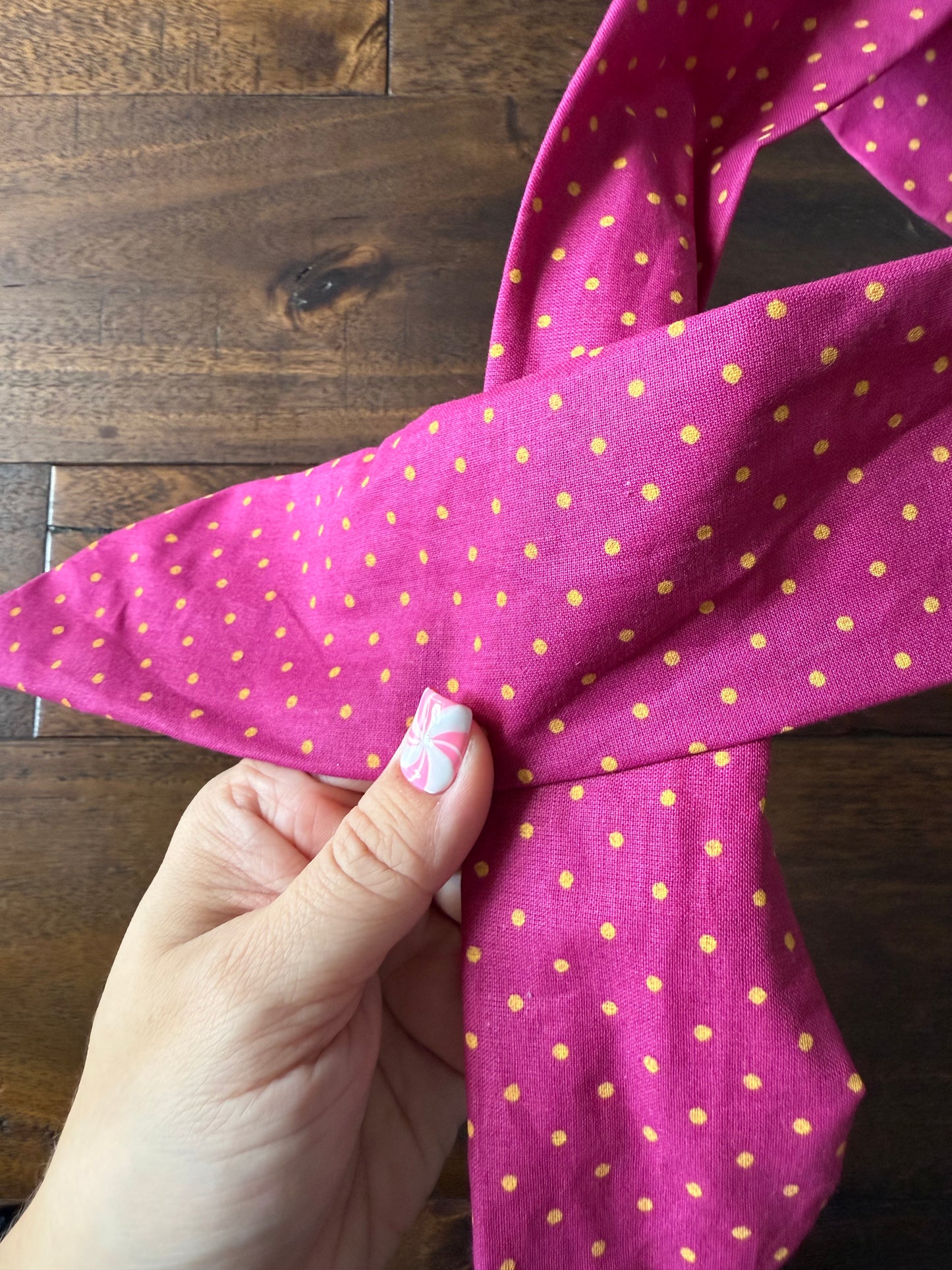 Yellow Dots on Pink - Wired Head Wrap