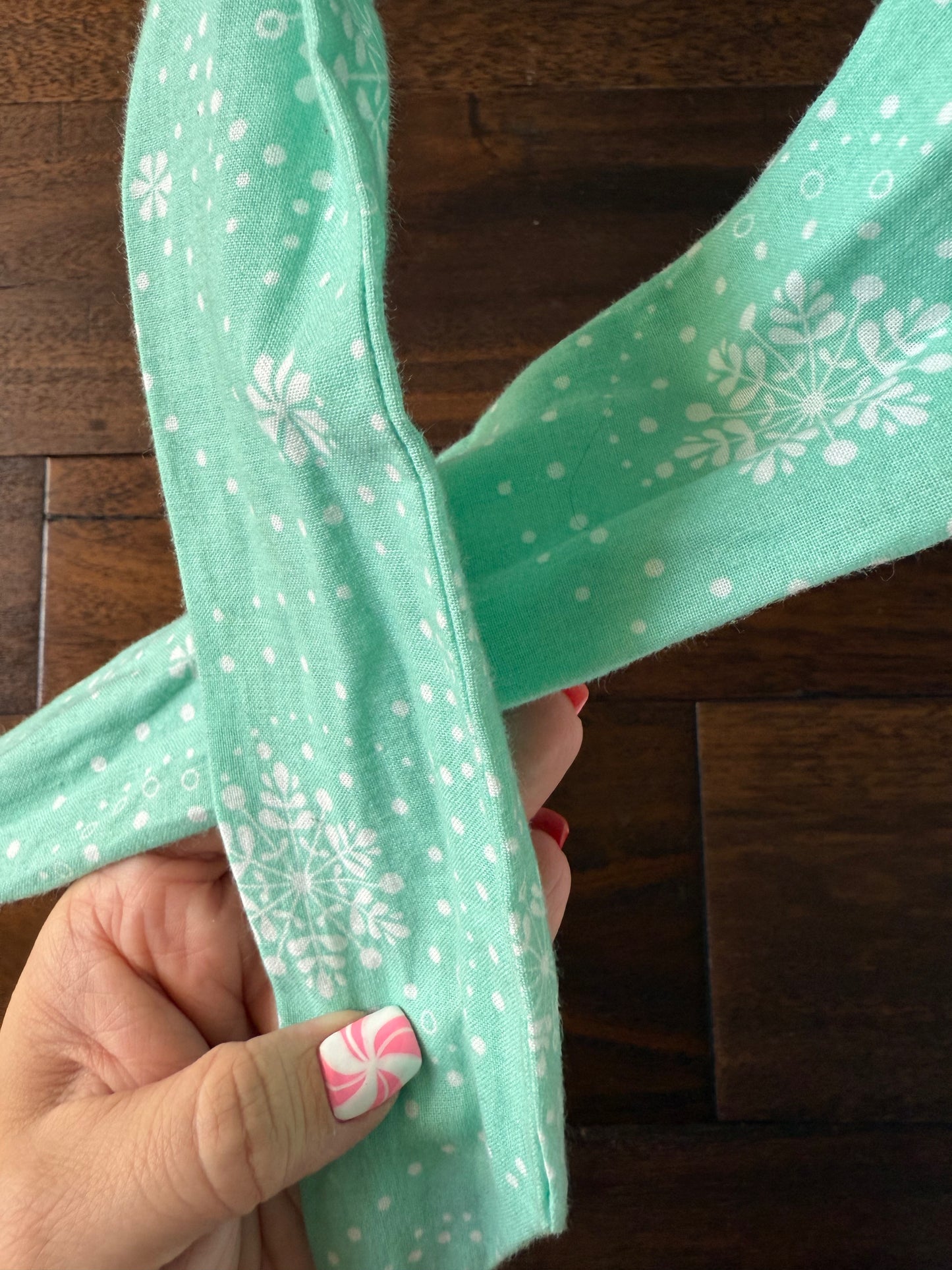 Snowflakes on Mint - Holiday Wired Head Wrap