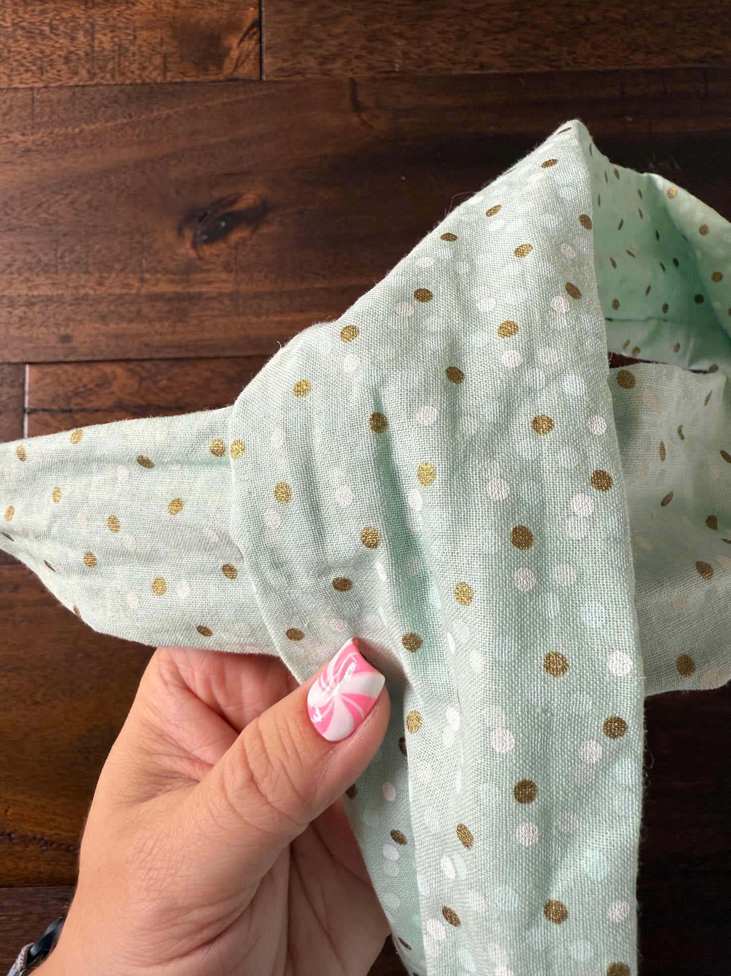 Shimmer Dots on Mint - Wired Head Wrap