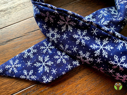 Snowflakes on Blue - Holiday Wired Head Wrap