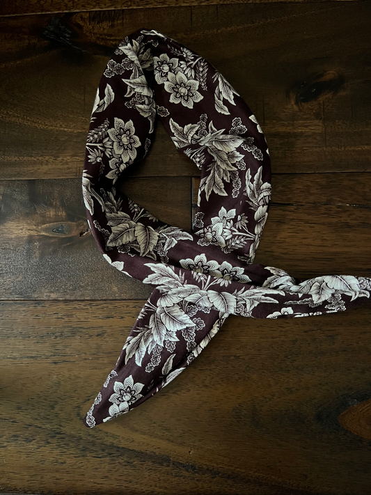 Tropical Damask Dark Purple - Wired Head Wrap