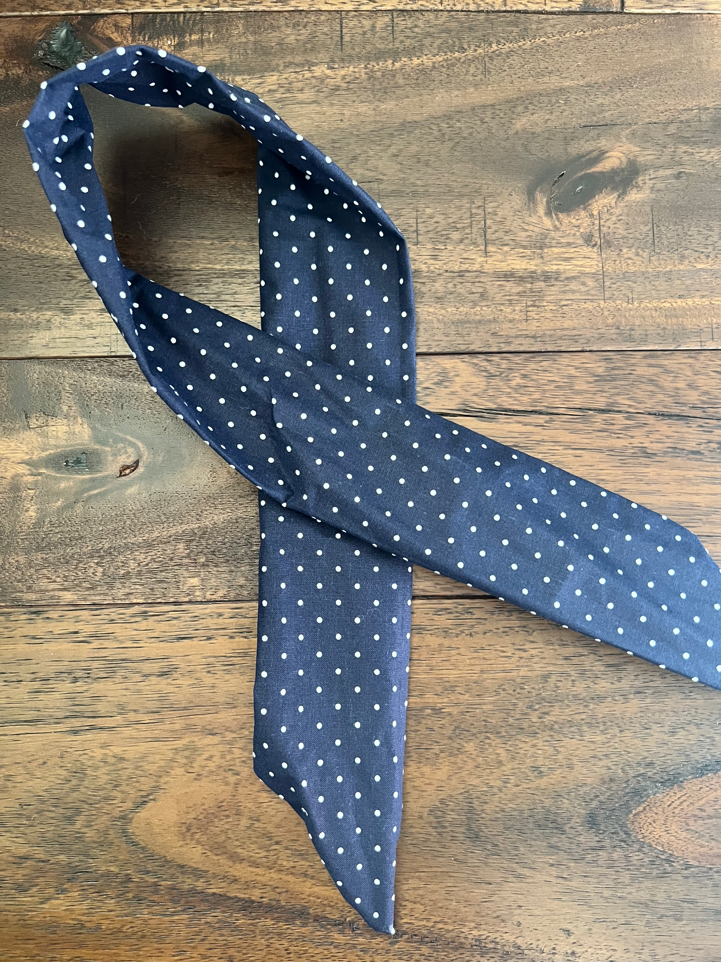 Classic Navy Polka Dots  - Wired Head Wrap