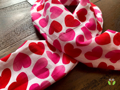 Pink/Red Hearts - Wired Head Wrap