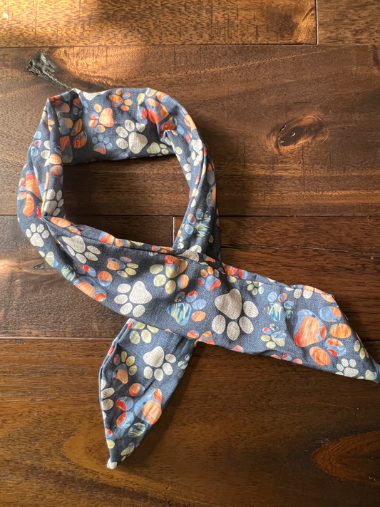 Multi Paw Print on Blue - Wired Head Wrap