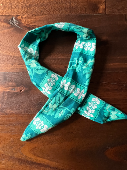 Teal Floral Damask  - Wired Head Wrap