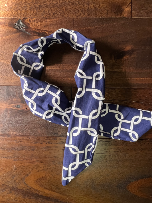 Navy Lattice - Wired Head Wrap