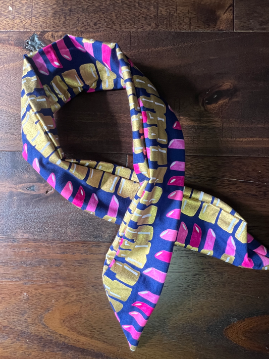 Gold/Pink Lipsticks on Navy - Wired Head Wrap