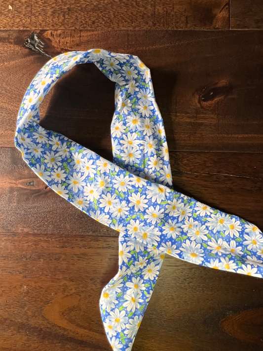 Daisies Mini on Blue - Wired Head Wrap