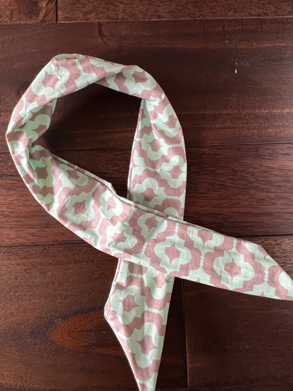 Mint/Grey Arabesque - Wired Head Wrap