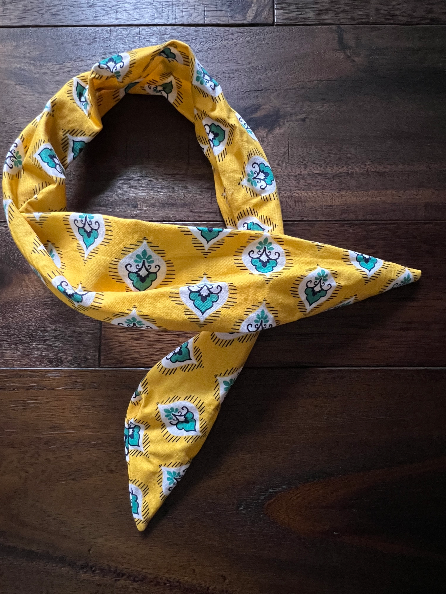 Yellow Floral Motif - Wired Head Wrap