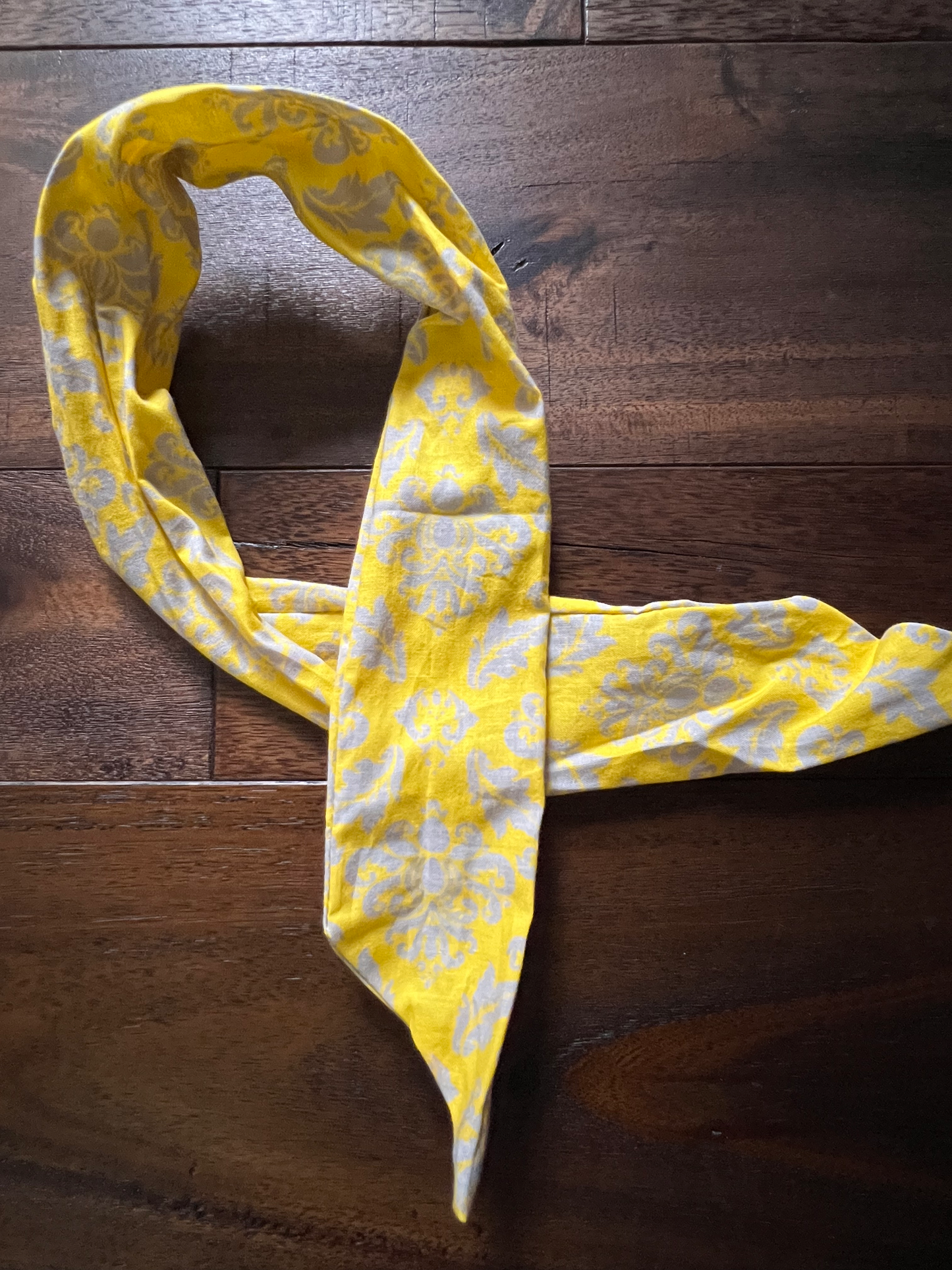 Yellow/grey Damask - Wired Head Wrap