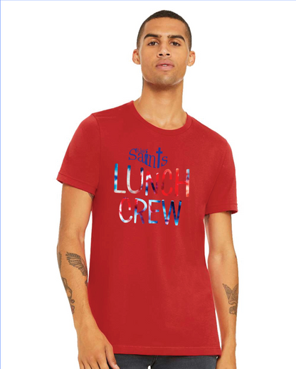 St Jude's Lunch Crew - Red, White, Blue Tie Dye - Unisex T-Shirt