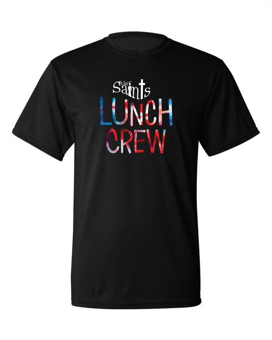 St Jude's Lunch Crew - Red, White, Blue Tie Dye - Unisex Performance T-Shirt