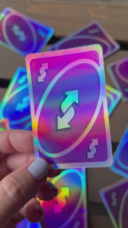 Reverse Purple UNO Card Holographic Vinyl Sticker